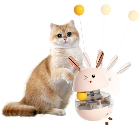 USYSGT Jouet Interactif pour Chat, 2 in 1 Distributeur de Friandises Chat Chiot Balle de Nourriture pour Chien Distributeur Friandises de Nourriture Interactif pour Chat et Chiot (Pink)