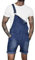 Oanviso Salopette Corta in Denim da Uomo Tinta Unita/Foro Strappato Multi-Tasche Casual Jeans Jumpsuit con Cinturino Regolabile Comodo Salopette Classico Vintage Abiti da Lavoro A Blu Scuro L