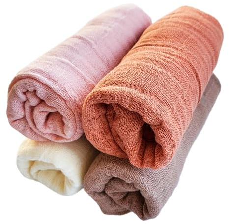 Pippi Mulltücher 4er Pack Spucktücher Biobaumwolle Organic (Apricot Peach)