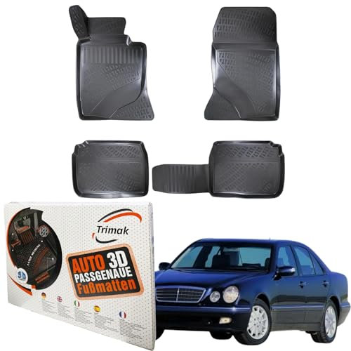 Trimak Passgenau 3D Fussmatten Auto Kompatibel mit Mercedes-Benz E Klasse W 124 & S 124 1984-1996 Auto Zubehör 1. und 2. Reihe Gummimatten Autos TPE Allwetter Geruchlos rutschfest Vorne & Hinten