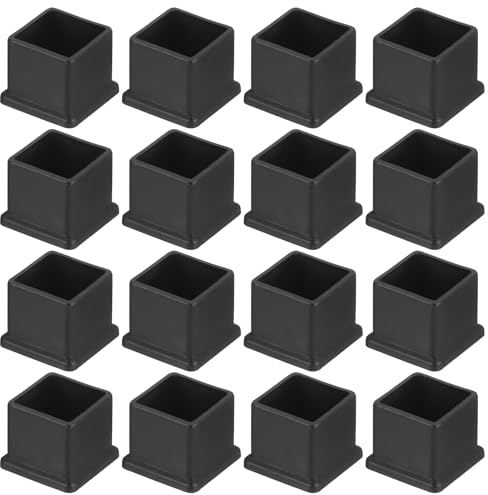 sourcing map 46Pcs PVC Square Chair Leg Caps, 22mm x 22mm OD Black Furniture Feet Pads Table Foot Cover Caps Floor Protectors for Patio Table Cabinet Bed Furniture