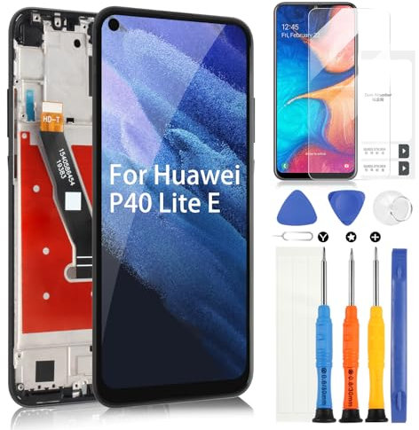 LCD Schermo per Huawei P40 Lite E LCD Display per Huawei P40 Lite E ART-L28, ART-L29, ART-L29N Touch Screen Sostituzione Schermo Full Assembly con Riparazione Kit (Nero con Telaio)