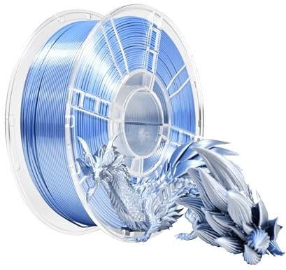 iBOSS Filament d'imprimante 3D PLA PLUS, PLA+ 1,75 mm de Soie Bicolore, Filament d'impression 3D brillant co-extrusion 1kg (2.2lbs), Silk Bicolore Bleu Argent