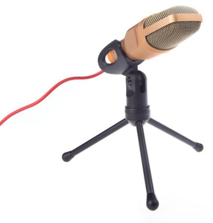 Gold Desktop-Computer-Mikrofon mit Stativständer, Rauschunterdrückung, Kondensator-Mikrofon für Studio, Zuhause, Live