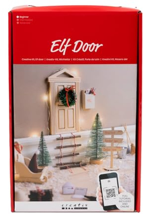 Kaladia Set creativo porta del gnomo, calendario dell'Avvento scandinavo, porta del gnomo come kit con accessori versatili, ingresso magico per fate, elfi e gnomi, perfetto per il periodo dell'Avvento