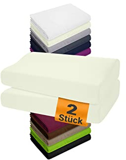 npluseins 2er Pack Kissenbezüge für Gesundheitskissen der Größe S - Spannbezüge 1450.2049, 30-35 x 45-50 cm, naturweiß