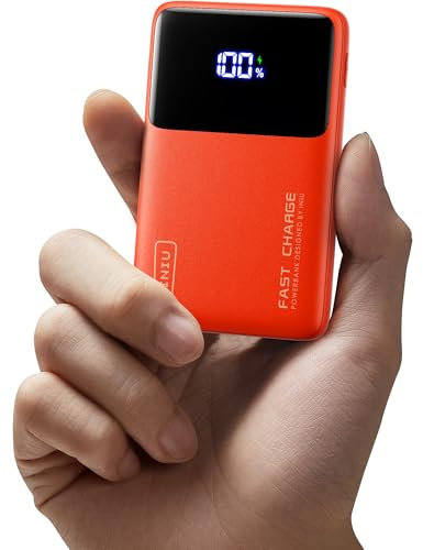 INIU Batterie Externe, Ultra Slim 22.5W 10000mAh Power Bank, USB C Batterie Portable Charge Rapide Compatible avec iPhone Samsung, Travel Camping Randonnée Essentials pour Hommes et Femmes, Orange