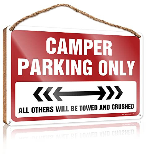 Cartello per garage per uomini, divertente cartello in legno con scritta Camper Parking Only, in metallo, per uomo (23 x 35 cm)