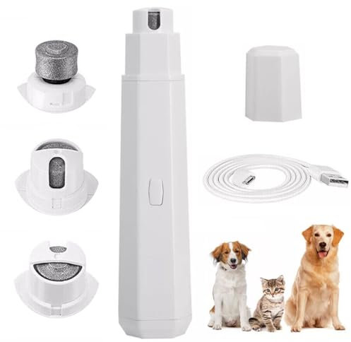 FiTspi Molinillo eléctrico de uñas para perros, lima de uñas para mascotas, recortadora de garra de gato de bajo ruido, kit de aseo recargable para perros y gatos pequeños, medianos y grandes