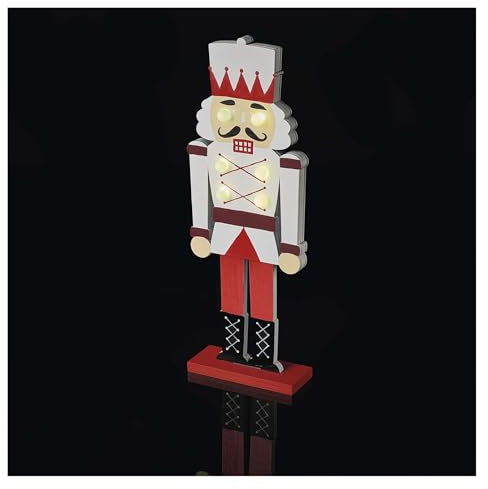 EMOS Nussknacker Holz-Figur 30 cm, leuchtende Weihnachtsfigur mit LEDs, traditionelle Weihnachtsdekoration Soldatenfigur - batteriebetrieben (inkl. CR2032) - warmweiß - für Innenräume