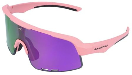 Gamswild WS6046 Sportbrille Sonnenbrille TR90 Fahrradbrille Skibrille Damen Herren Unisex Einscheibenmodell| blau | pink| schwarz |
