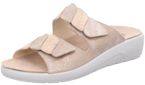 Rohde Damen Pantolette aus Leder mit Strass und losen Einlagen Rivella 5720, Größe:40 EU, Farbe:Beige