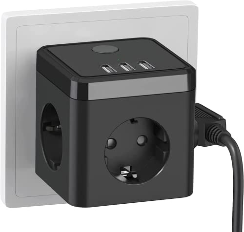 Steckdosenwürfel Steckdosenadapter Verteilersteckdose, Steckdosenleiste Doppelstecker für Büro, Reisen