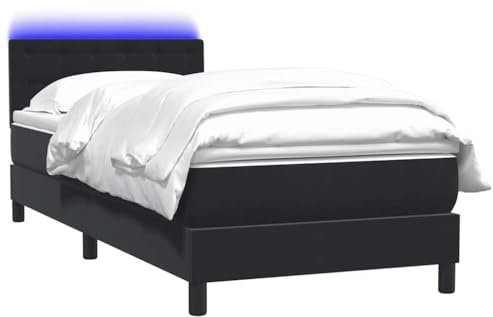 vidaXL Boxspringbett mit Matratze Schwarz 80x210 cm Samt, Bett, Bettrahmen, Einzelbett, Schlafzimmermöbel, Lattenrost, Samtbett, Polsterbett