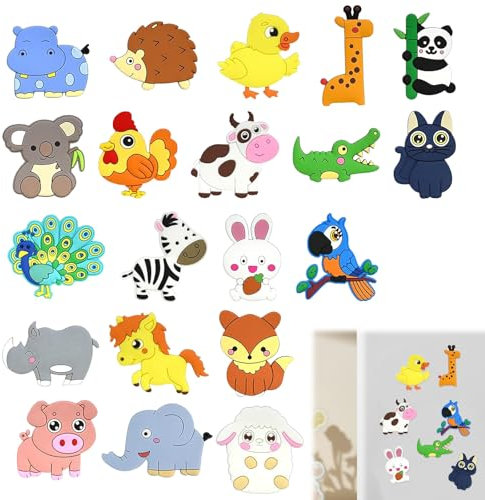 20 Stück Kühlschrankmagnete Kinder,Magnet Tiere Kinder, Schöne Zoo Kinder Magnete,Full Back Magnetic Rubber Cute Animals,für Kühlschrank Baby Educational Toy