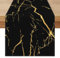 Tischläufer 140x40 Abwaschbar Leinen Tisch Läufer Modern Schwarz Gold Goldene Textur Abstrakte Tischdecke Läufer Frühlings Sommer Kunst Tischdecke für Esszimmer, Kommode, Schlafzimmer