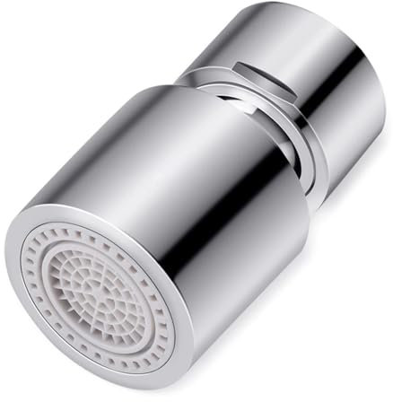 Faucet Aerator, 360° Swivel Tap Aerator 2-Flow Faucet Tap Aerator 22mm, Water Saving Splash-Proof Kitchen Bathroom Sink Faucet Tap Spray Head Bubbler Sprayer with Nozzle Aerator Attachment