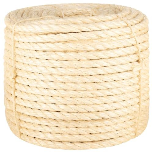 ShGaxin Corde 100 % sisal 14 mm 25 m, rouleau en osier, corde décorative, pour tricoter des crochet, bobines de fil, panier à cordes - SPU:155031