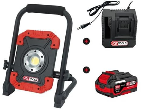KS TOOLS - 150.4358F-A1 - Projecteur de chantier - projecteur sur batterie 3000 lumens - lampe de chantier - avec batterie et chargeur