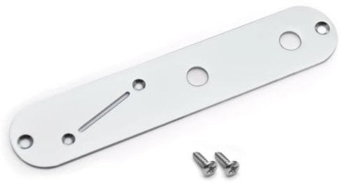 Pro 32mm Steel Tele Control Plate with Angled Switch Slot for Telecaster Electric Guitar Black(Chrome)