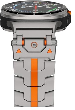 PPzsyxx Bracelet de connexion incurvé en acier inoxydable Pour Samsung Galaxy Watch 7 Ultra 47 mm, compatible avec les montres Pour Watch7/6/5/4(Titanium orange,For Watch 6 Series)