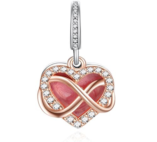 YUMINN Rose Gold Heart Charms Argento 925 Sterling per Bracciali e Collane Perline Pendenti Regali di Gioielleria per le Donne
