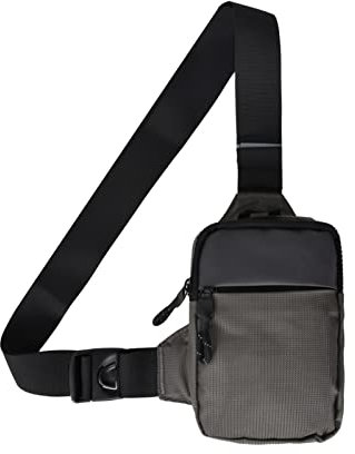Schultertasche, Mini Crossbody Bag, Brusttasche, Sling Bag mit Doppeltasche, Wasserabweisender Umhängetasche,Freihändig für Läufer, Workout, Wandern, Radfahren und Reisen (Grau)