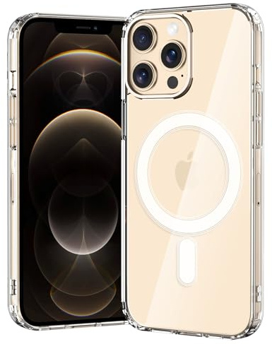 gueche for iPhone 12 pro max Case, Compatible with MagSafe, Clear Magnetic Military Grade Drop Protection Anti Yellowing Slim Case - Rugged Shockproof Protective Cell Phone Cover Clear