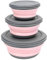 Cpolebev 3 Unids/Set Conjuntos de TazóN Lonchera Plegable de Silicona TazóN Plegable TazóN Plegable de Silicona PortáTil Ensaladera Plegable con Tapa Rosa