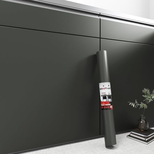 Decotalk Vinilo Encimera Cocina Gris Oscuro Unicolor 40X500cm Vinilo Adhesivo Muebles Gris Papel Pintado Autoadhesivo Cocina PVC Vinilos Adhesiva Pared Salon Baño Dormitorio Impermeable Removible