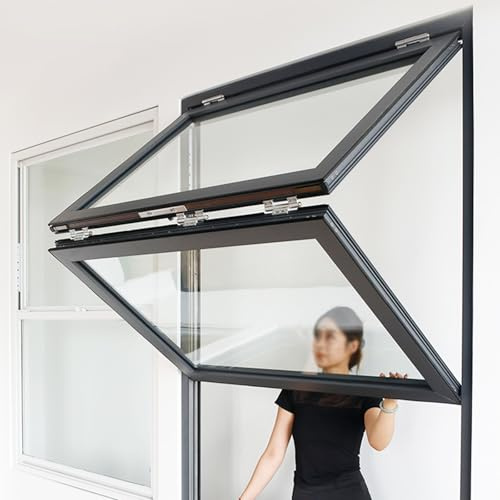 SEIFE Ventana de concesión con Marco de Aluminio, Ventana de Guillotina Doble, Ventana Enrollable, Ventanas corredizas Plegables, Ventanas para Casas móviles(Black-H*W,24x17in/61x43cm)