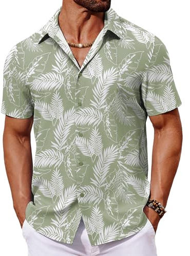 COOFANDY Hawaii Hemd Männer Sommer Kurzarmhemd Tropical Hemden Hawaiihemd | Sommerhemd Kurzarm, Strandhemd Urlaub, Hawaiihemden, Blumen Hemd, Aloha Herrenhemden, Party Shirt, für den Strand