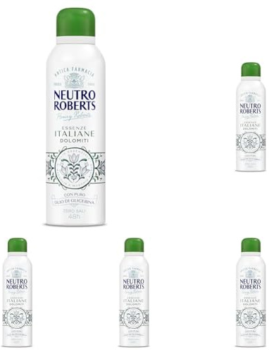 Neutro Roberts, Dolomiti Deodorant Spray ohne Aluminiumsalze, keine Flecken, mit ätherischem Öl aus Magnolie und weißem Moschus, mit reinem Glycerinöl, Deodorant für Damen und Herren, 200 ml, 48h