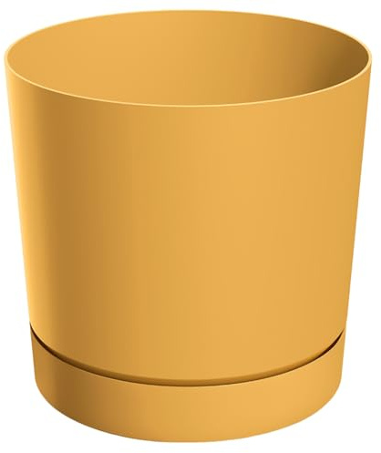 B2C Plant Pots Indoor Outdoor Plastic Marble Concrete Flowerpot Small Medium Large Tubo 5 Colours (Mustard, 40 cm)
