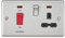 KNIGHTSBRIDGE CL83BC 45A DP Cooker 13A Switched Socket with Neons & Black Insert-Rounded Edge Brushed Chrome