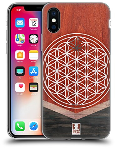 Head Case Designs Blumen des Lebens Geometrische Holz Modelle Gel Handyhülle Hülle [Militärischer Schutzgrad] Kompatibel mit Apple iPhone X/iPhone XS