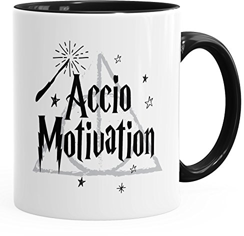 MoonWorks Kaffee-Tasse Accio Motivation Teetasse Keramiktasse Spruch-Tasse schwarz Unisize