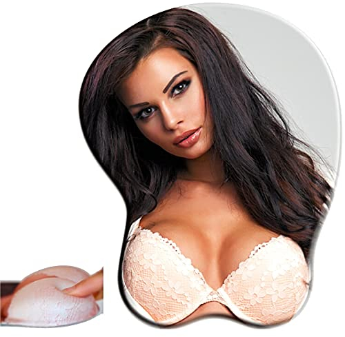 Insider Tapis de souris avec seins en silicone - Avec repose-main - Antidérapant - Sexy - Repose-poignet 3D - Pour bureau, poitrine