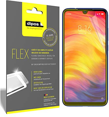 dipos I 3X Protector de Pantalla Compatible con Xiaomi Redmi Note 7 - Cobertura 100% Compatible con Pantalla - láminas Protectoras