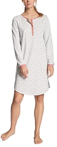 CALIDA Chemise de Nuit Manches Longues Sweet Dreams 100% Coton Interlock(Rose Bud)