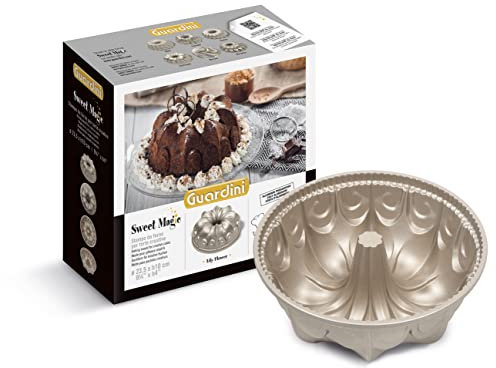 Guardini, Stampo per torte Lily Flower Ø 23,5 cm, Alluminio pressofuso, Champagne e Bronzo, Linea Sweet Magic