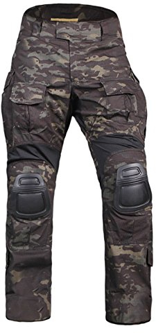 EMERSONGEAR Taktische Camouflage-Hose mit Kniepolstern, Militär-BDU-Kampfhose für Airsoft Paintball (Medium, Hose, Multicam-Schwarz)