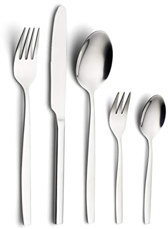 Echtwerk Tafelbesteck Positano-Silber Edition, 30-teilig, für 6 Personen, 18/10-hochglänzend, Edelstahl, Hochwertiges Besteck Set, für Esstisch, Tischdeko für Hochzeiten, inkl. Aufbewahrungs-Kassette