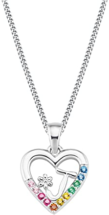 Prinzessin Lillifee Kette mit Anhänger 925 Sterling Silber Mädchen Kinder Halsschmuck, mit Zirkonia synth., 35+3 cm, Silber, J, Kommt in Schmuck Geschenk Box, 2027883
