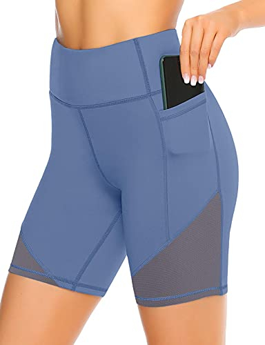 JOYSPELS Radlerhose Damen, Kurze Sporthose Kurz Laufhose Leggings, Blau M