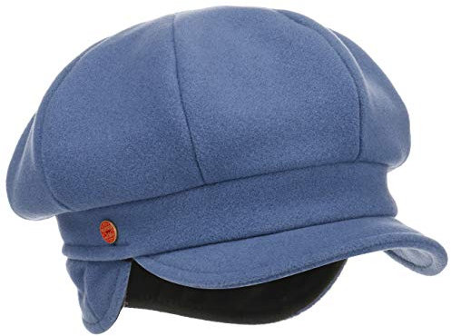 Mayser Camilla Ballonmütze mit Ohrenklappen Earflaps Wollcap Wintermütze Damenmütze Mütze Damen - Made in The EU Wintercap Schirm, Ohrenklappen, Futter, Futter Herbst-Winter - M (56-57 cm) blau