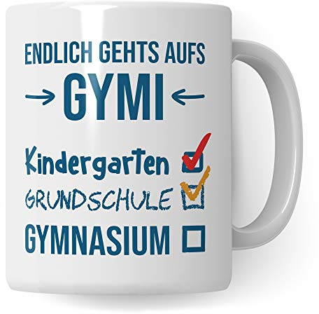 Pagma Druck Gymnasium Übertritt Tasse, Grundschule Gymnasium Übergang Geschenk, Becher Geschenkidee 5. Klasse Gymnasiast, Kakaobecher Schule Schüler