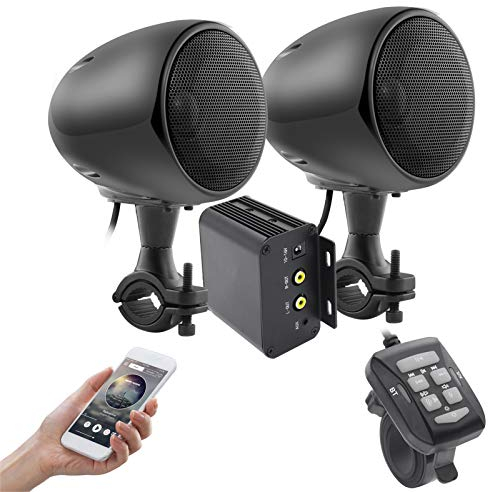 iMESTOU Motorrad Verstärker Audio System mit AUX MP3 FM Radio 4 Zoll Full Range Wasserdicht Bluetooth Stereo Lautsprecher Fit für 1 bis 3.8 cm Lenker Motorräder ATV UTV RZR