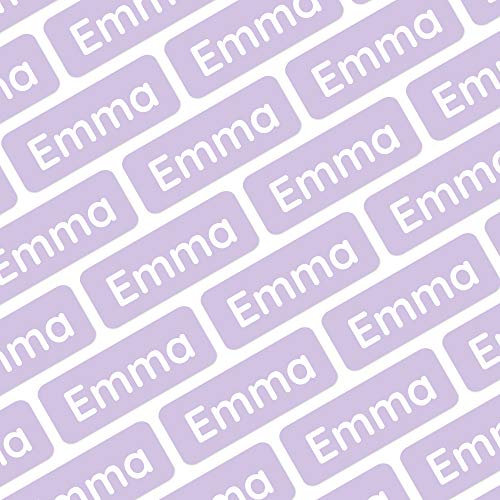 Klebekerlchen® | 175 Mini Namensaufkleber Kinder für Stifte und Schulsachen – Aufkleber zum Beschriften Schule & Kita – Namensschilder für Kleidung - Etiketten selbstklebend & wasserfest – Helllila