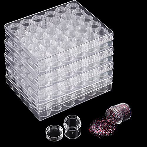 HOIGON 4 Pack 30 Grids Plastic Bead Storage Containers, Embroidery Diamond Storage Box with Lid, Diamond Painting Storage Containers for Jewelry DIY Rhinestones Sewing